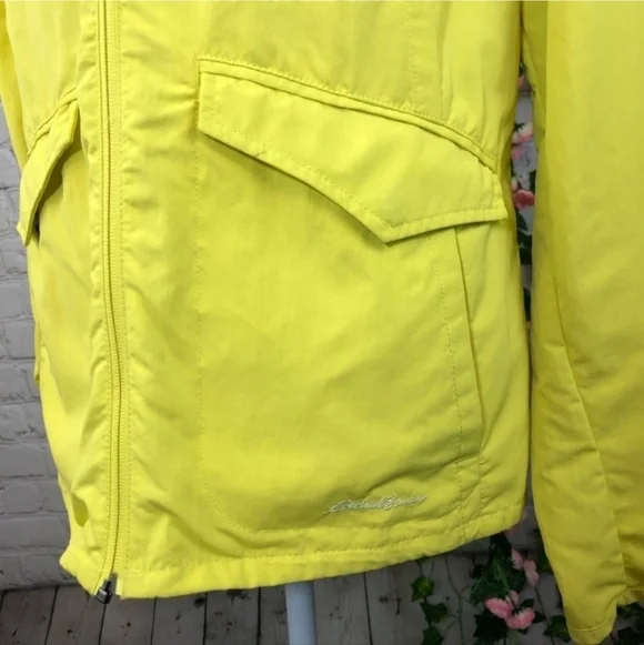 Eddie Bauer Travex Bright Yellow Nylon Rain Travel Jacket Women's Large L EUC - Picture 5 of 8